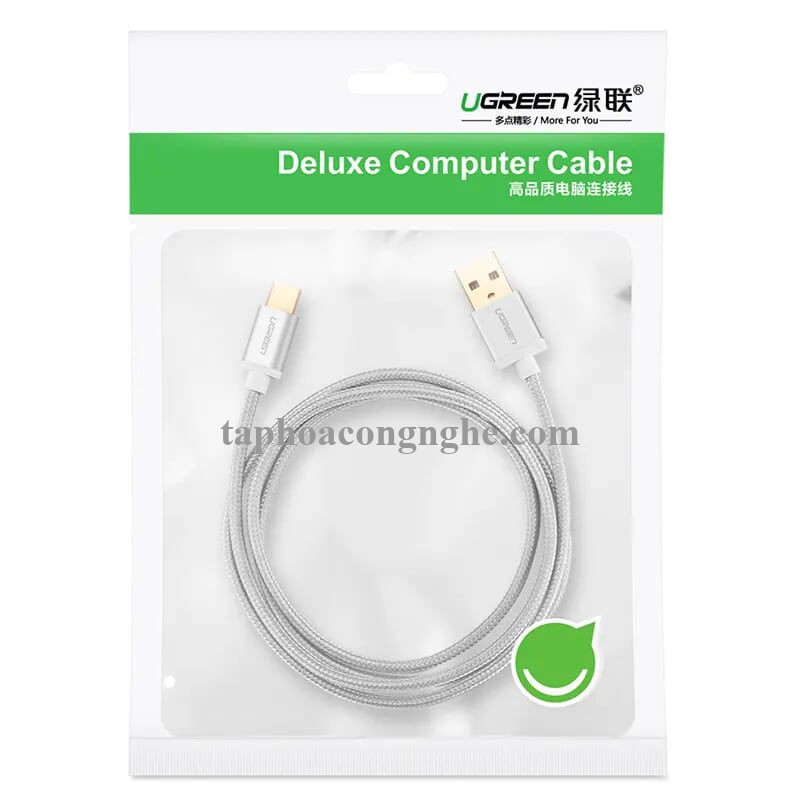 Ugreen 20811 0.5M màu Trắng Dây USB 2.0 sang Type-C đầu nhôm dây bọc vinyl US174 30020811